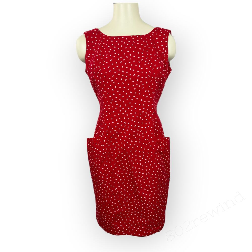 Vintage Geary Roark Kamisato Open-Back Sheath Polka-dot Boatneck Pockets